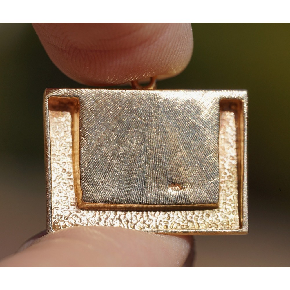 Vintage 14k Solid Yellow Gold Man Made Ruby Engagement Ring Box Pendant Charm - Picture 10 of 14